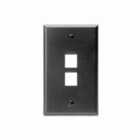 LEVITON 2-Port Wallplate Unloaded, 1-Gang Use W/Snap-In Modules, Quickport BK 41080-2EP